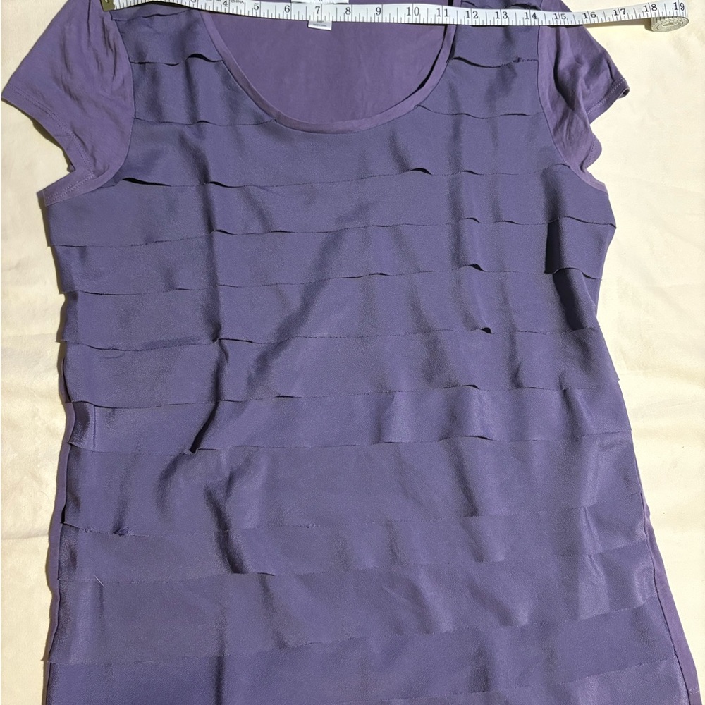 LOFT Short Sleeve Layered Purple Tee